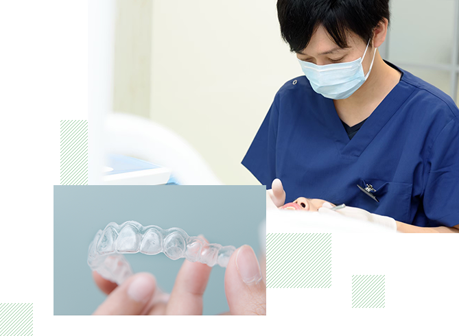 治療の様子とマウスピース